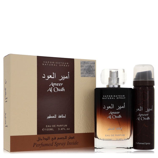 Ameer Al Oudh by Lattafa - gift set -- 3.4 oz eau de parfum spray + 1.7 oz perfumed spray - men