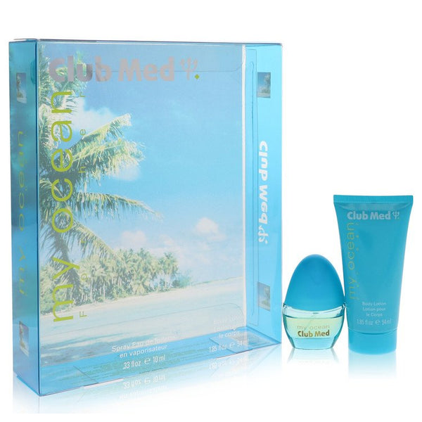 Club Med My Ocean by Coty - gift set -- .33 oz mini edt spray + 1.85 oz body lotion - women