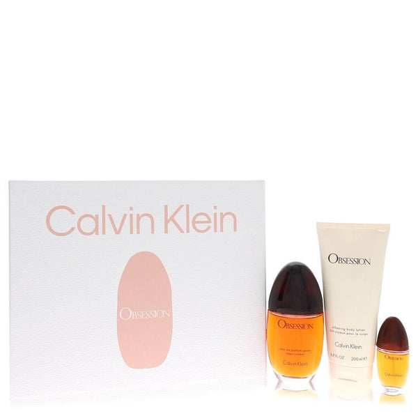 Obsession by Calvin Klein - gift set -- 3.4 oz eau de parfum spray + 6.7 oz body lotion + .5 oz mini edp spray - women